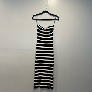 H&M Monochrome Striped Midi Dress